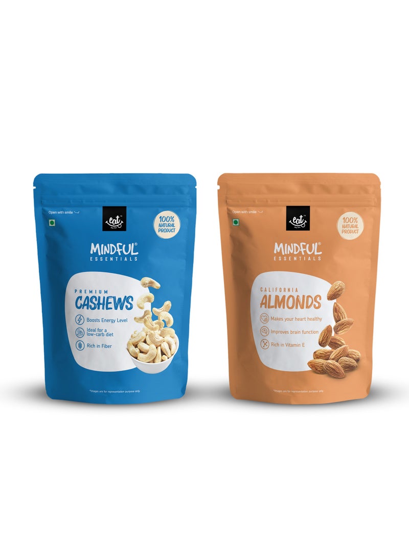 Almonds Cashews Combo 350g Pack  Cashews Jumbo Size Snack Almonds Nuts Snack Unsalted Badam Kaju Improve Brain Function  Healthy Snacks Almonds Cashews Combo Pack 2x350g