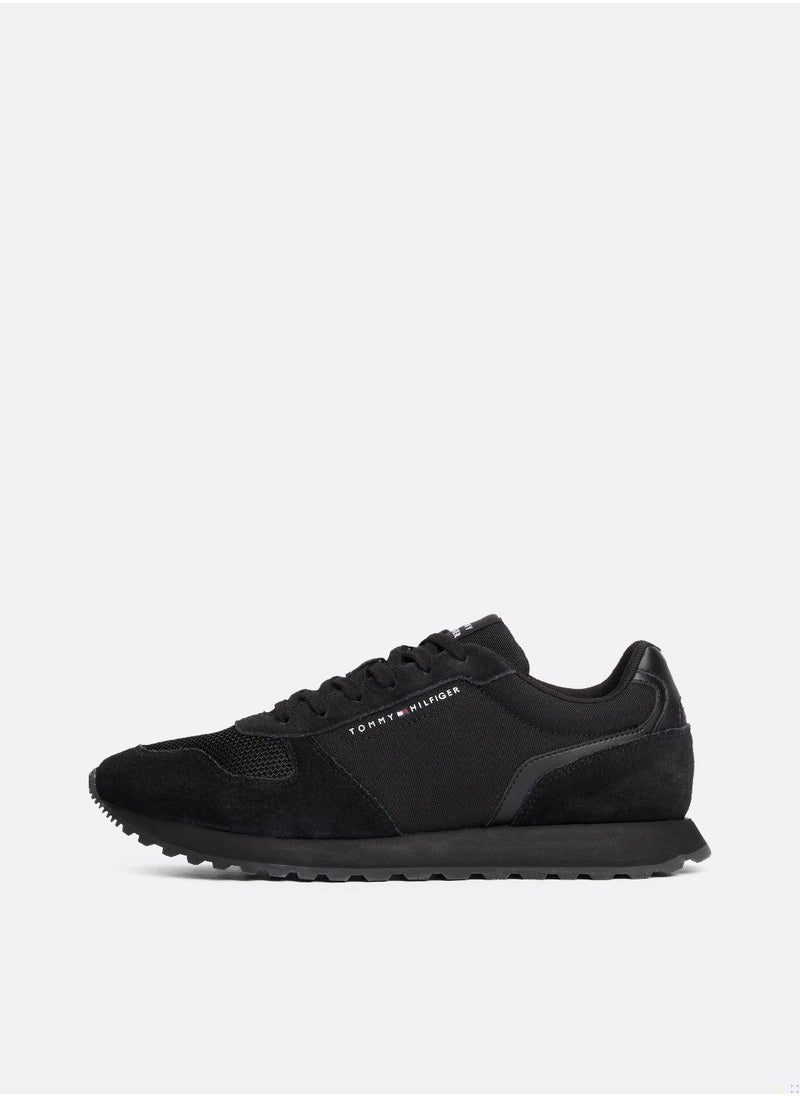 Men's Essential Mixed Texture Trainers - Polyester, Black