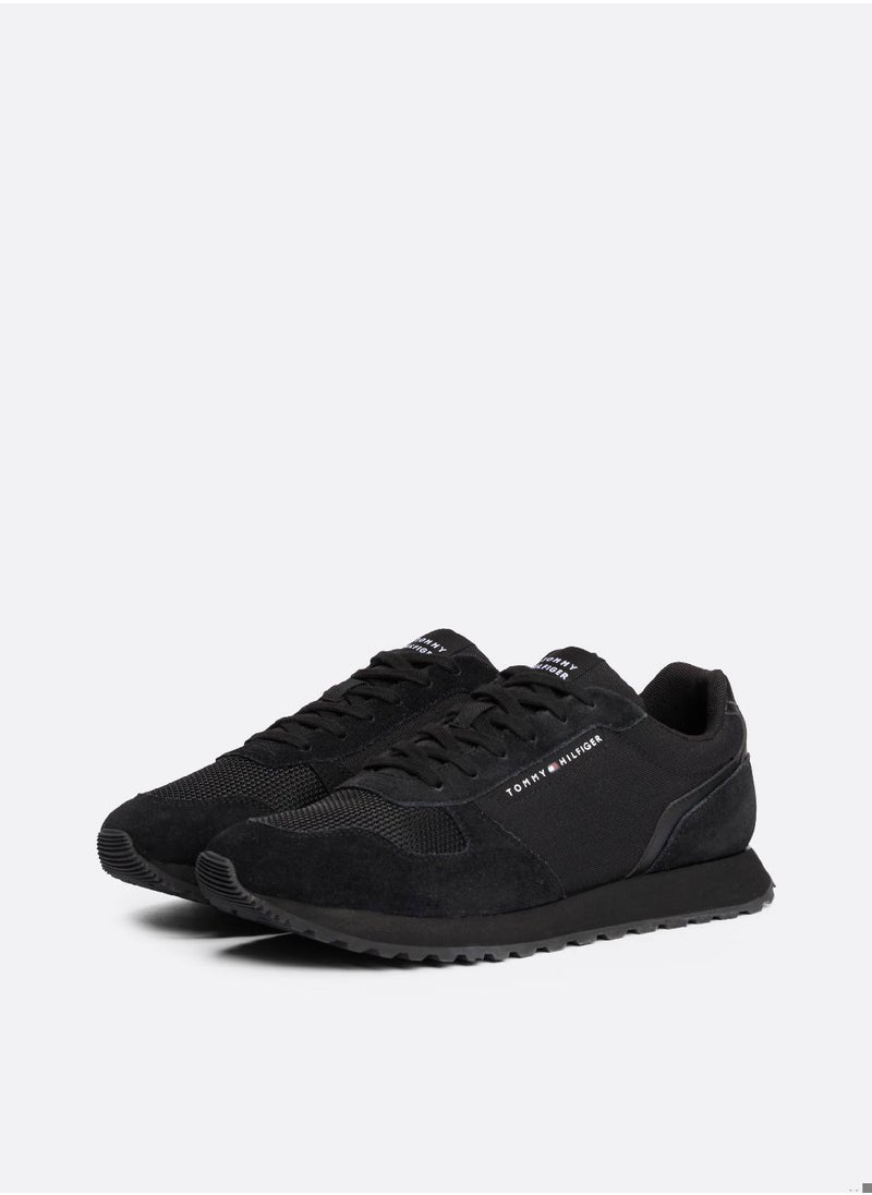 Men's Essential Mixed Texture Trainers - Polyester, Black