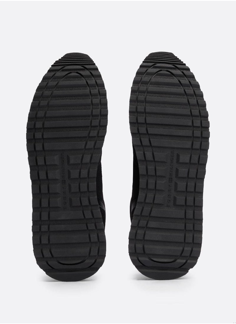Men's Essential Mixed Texture Trainers - Polyester, Black