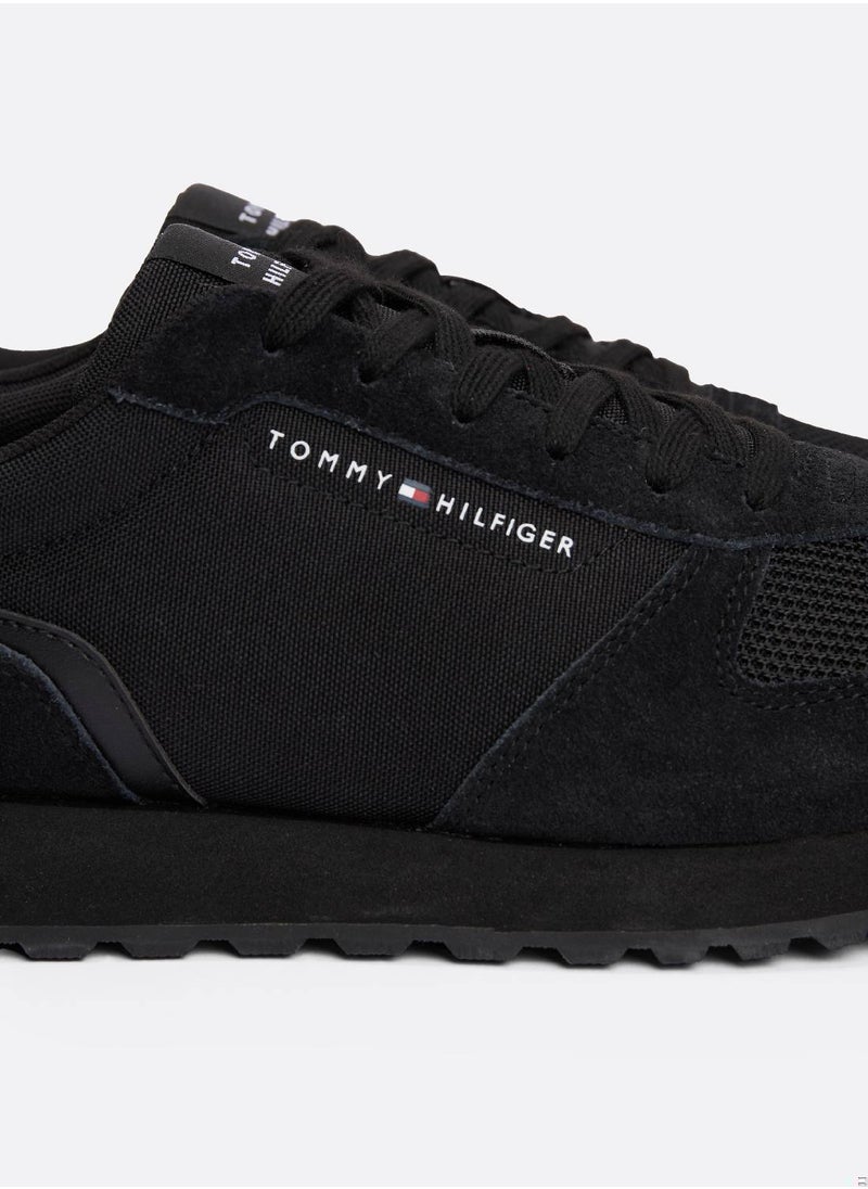 Men's Essential Mixed Texture Trainers - Polyester, Black