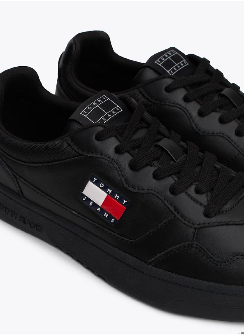 Men's Cupsole Trainers - Leather, Black