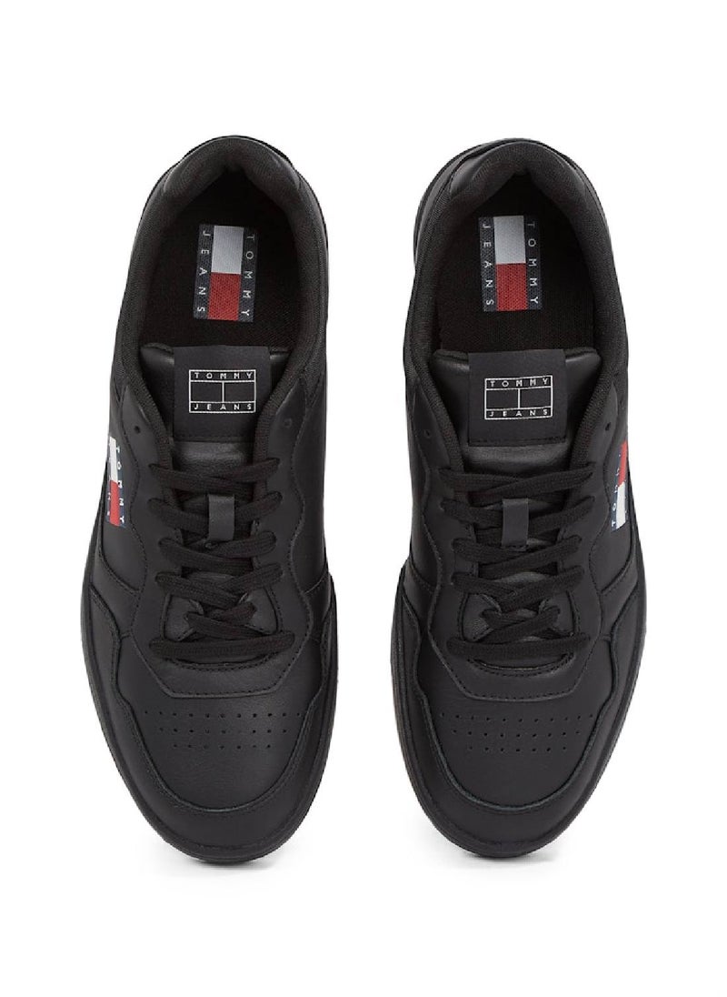 Men's Cupsole Trainers - Leather, Black