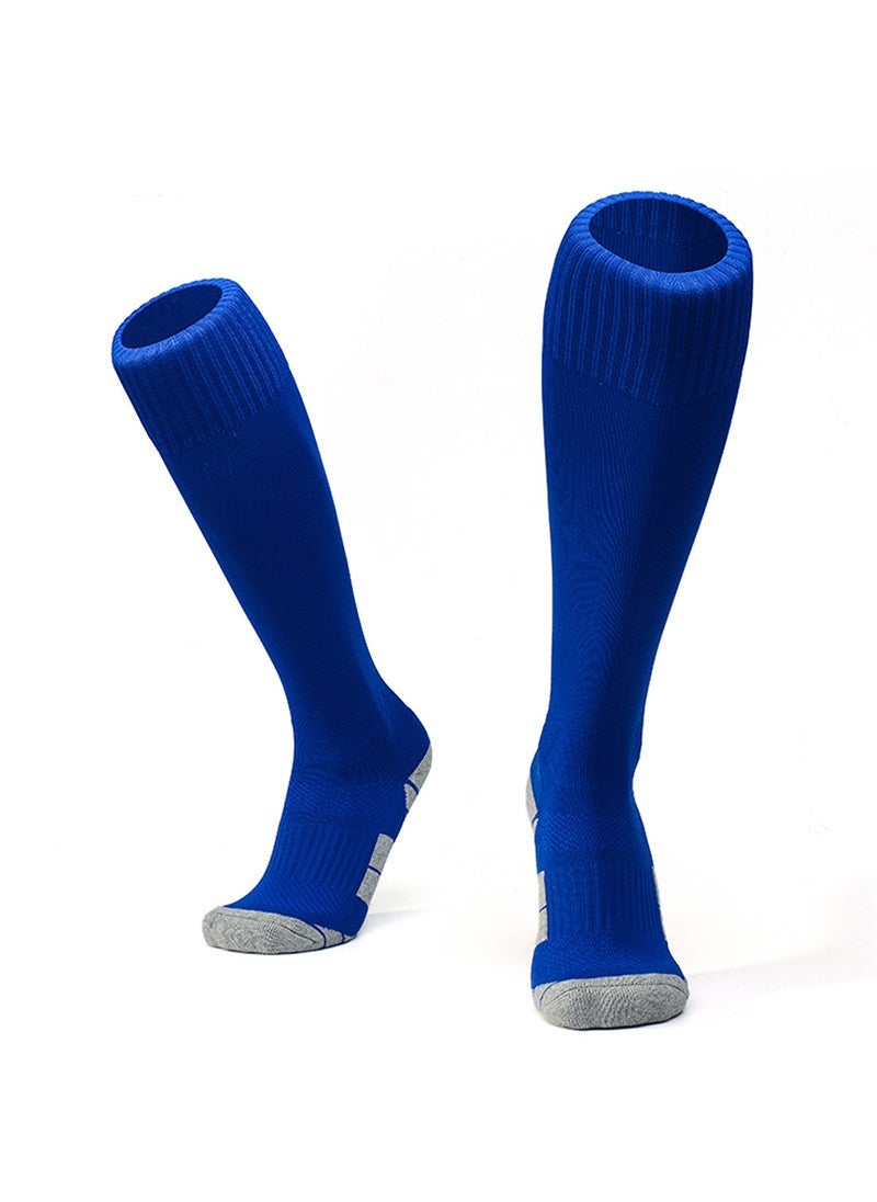 Thick Cushioned Mens Soccer Socks Over Knee Blue