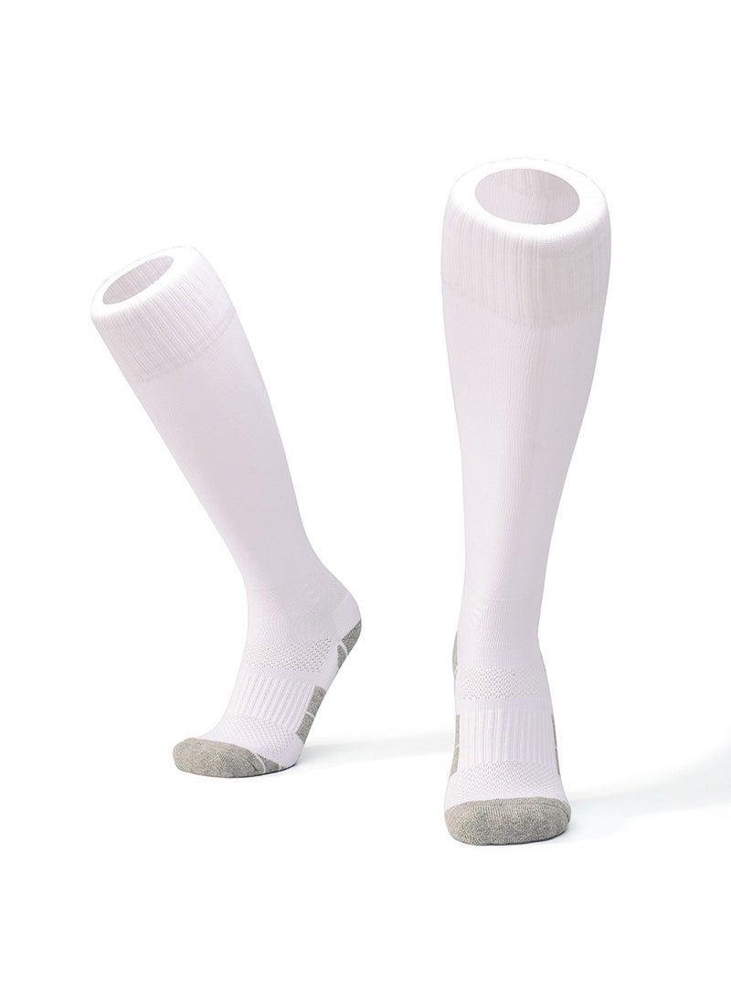 Thick Cushioned Mens Soccer Socks Over Knee White