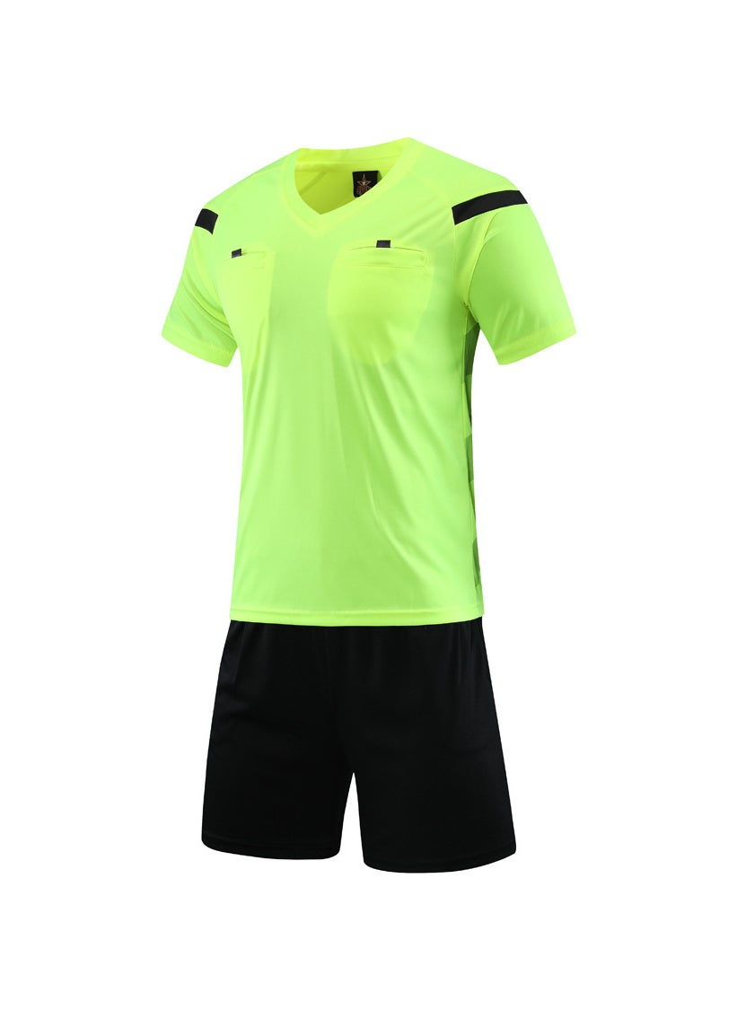 Summer Referee Kit Mens Short Sleeve Soccer Uniform Fluorescent Green