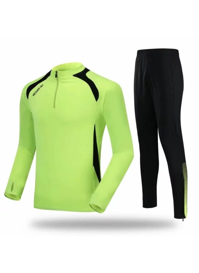 New Mens Casual Tracksuit Set Soccer Fluorescent Green