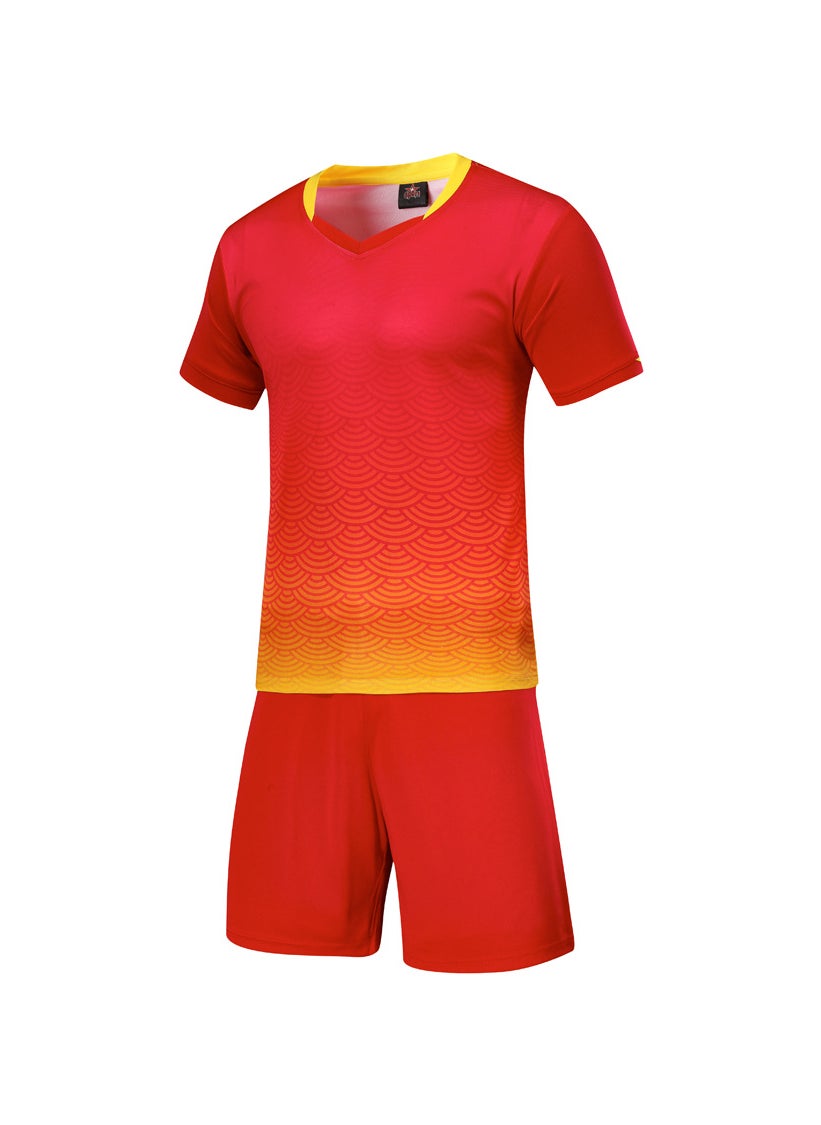 Breathable Soccer Jersey Kit for Adults and Kids Red