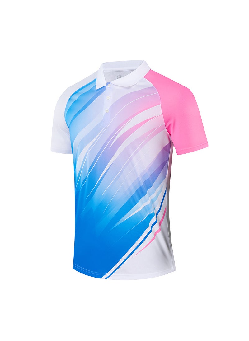 Mens and womens size summer badminton clothes top in stock printed logo quick-drying breathable tennis table tennis training jersey White