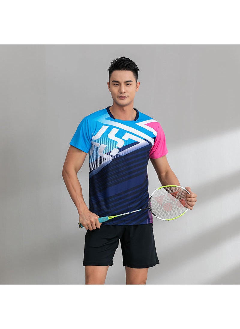 Quick-Dry Camo Badminton Shirt Unisex [Men's] Lan Qing