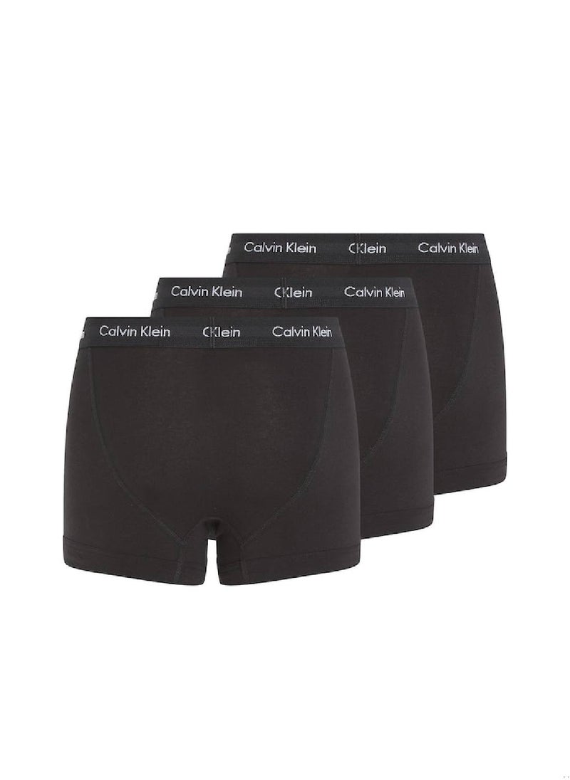 Men's 3 Pack Trunks - Cotton Stretch, Black/ White