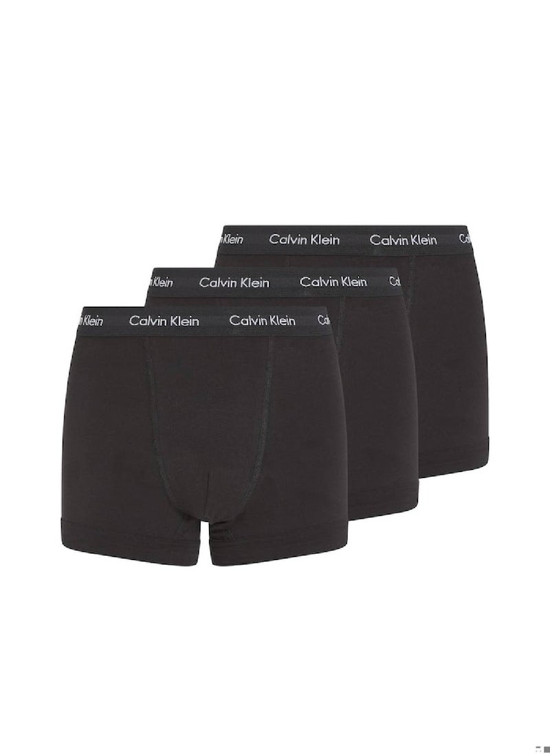 Men's 3 Pack Trunks - Cotton Stretch, Black/ White