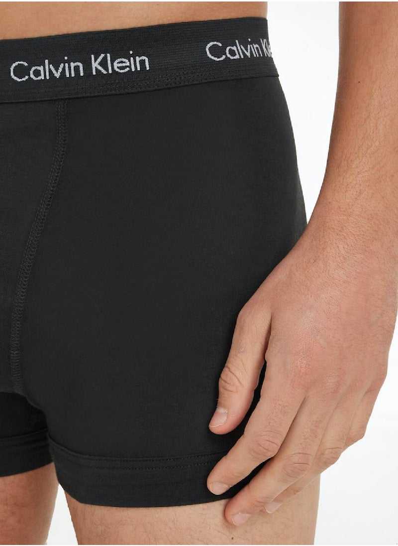 Men's 3 Pack Trunks - Cotton Stretch, Black/ White