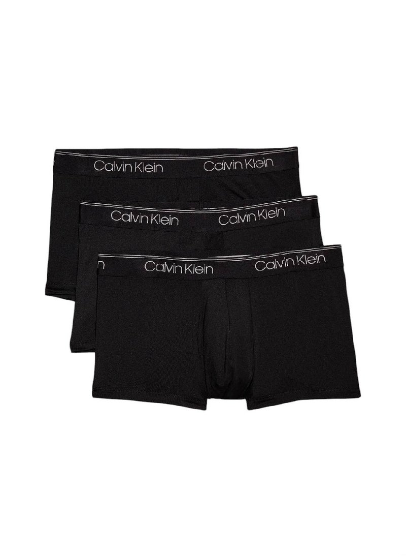 Men's 3 Pack Low Rise Trunks - Polyester, Black