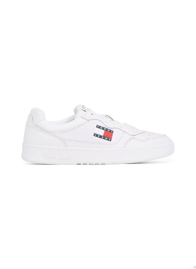 Men's Cupsole Trainers - Leather, White