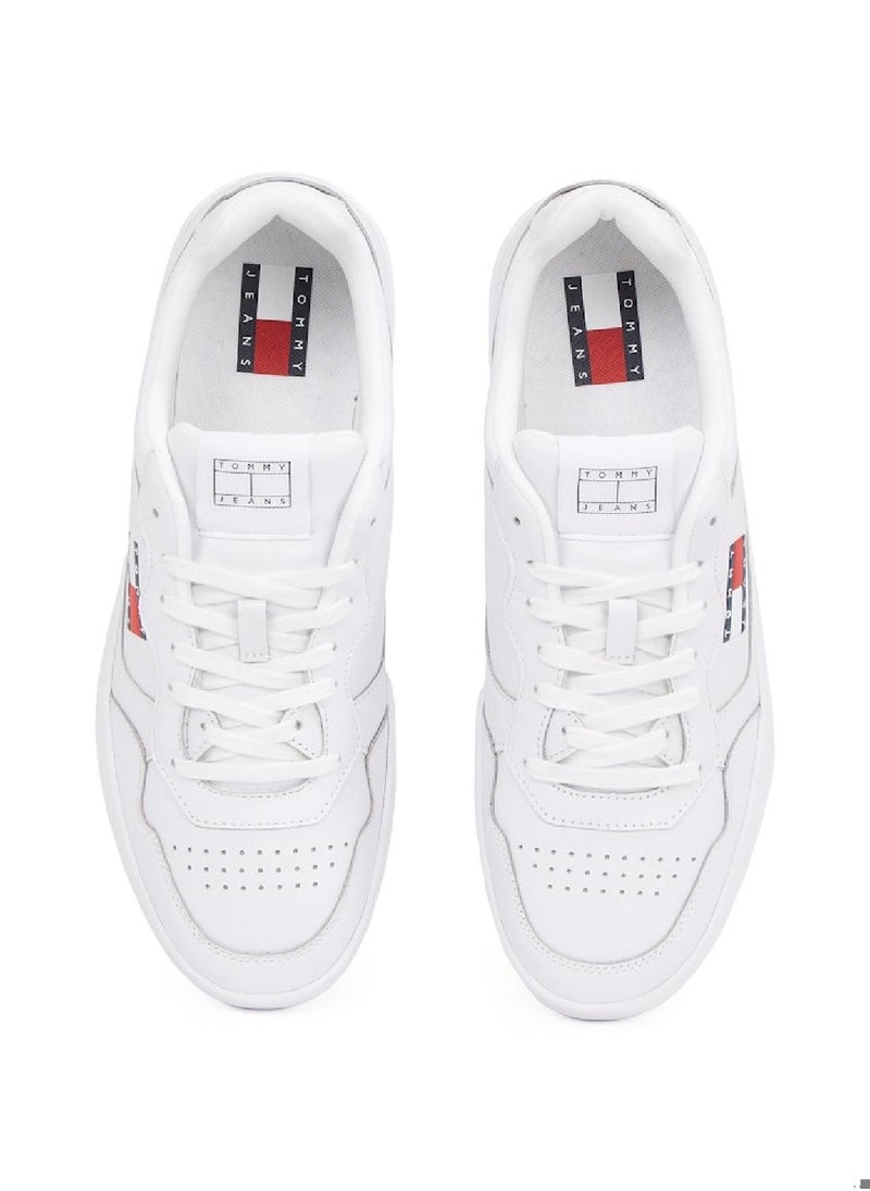 Men's Cupsole Trainers - Leather, White