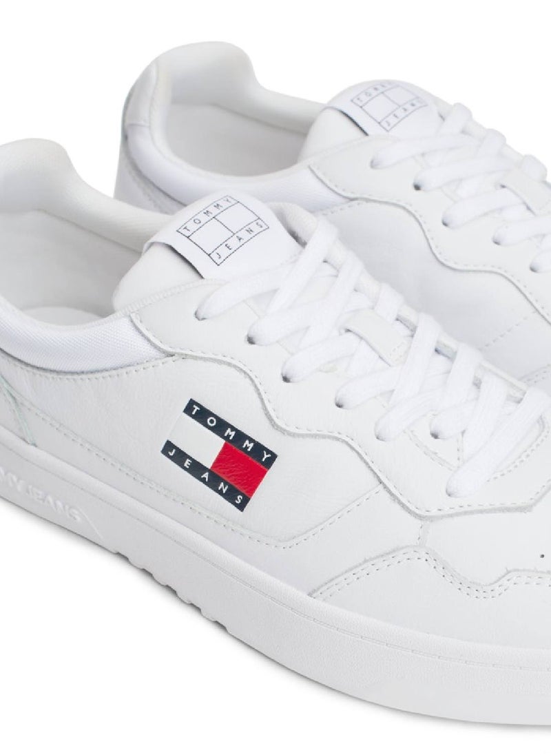 Men's Cupsole Trainers - Leather, White