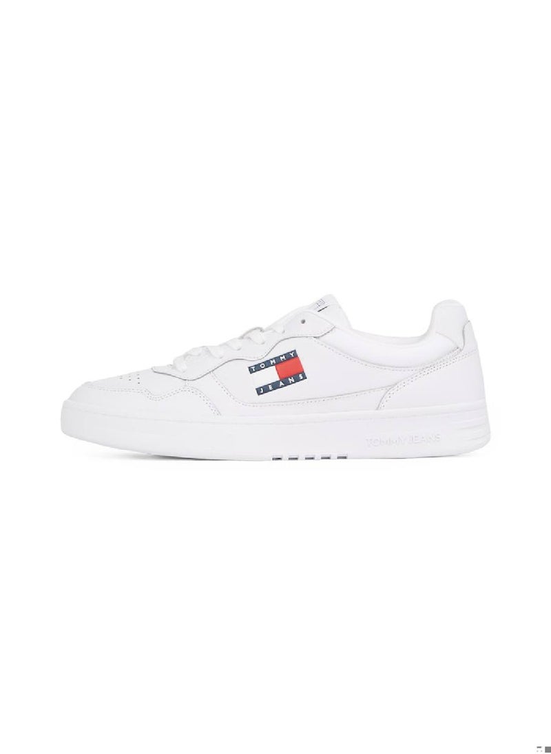 Men's Cupsole Trainers - Leather, White