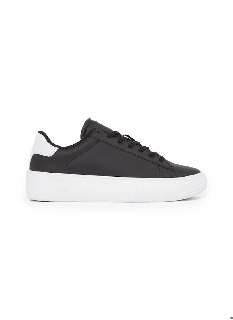 Men's Logo Trainers - Leather, Black