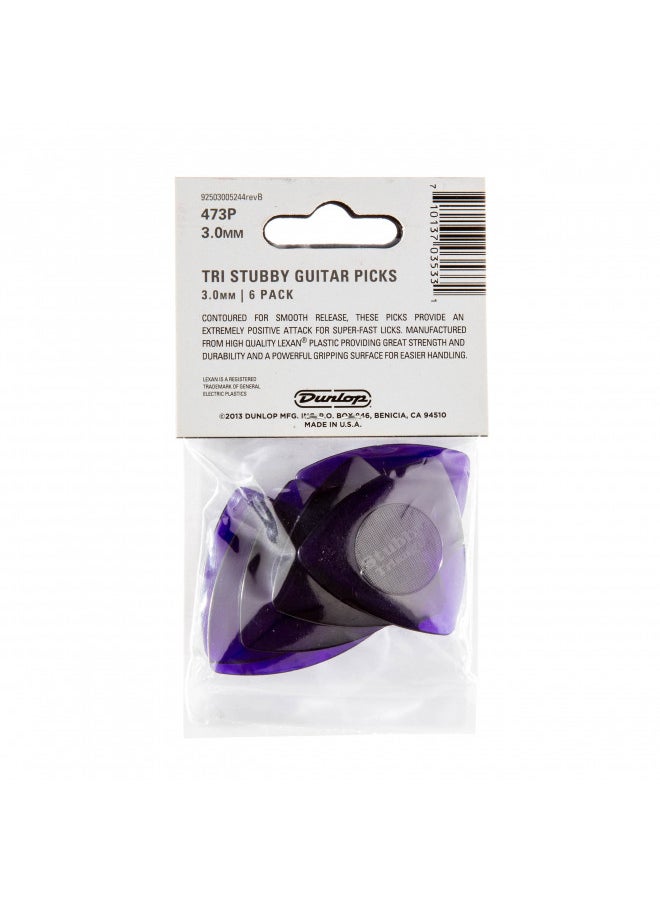 JIM DUNLOP Tri Stubby®, Dark Purple, 3.0mm, 6/Player's Pack