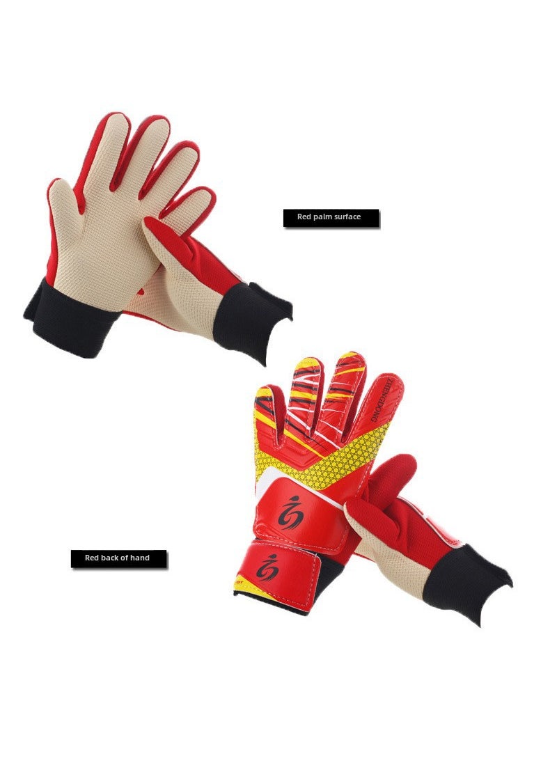 Youth Goalkeeper Gloves Non-Slip Thicken Red