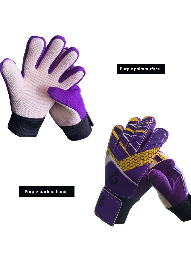 Youth Goalkeeper Gloves Non-Slip Thicken Purple