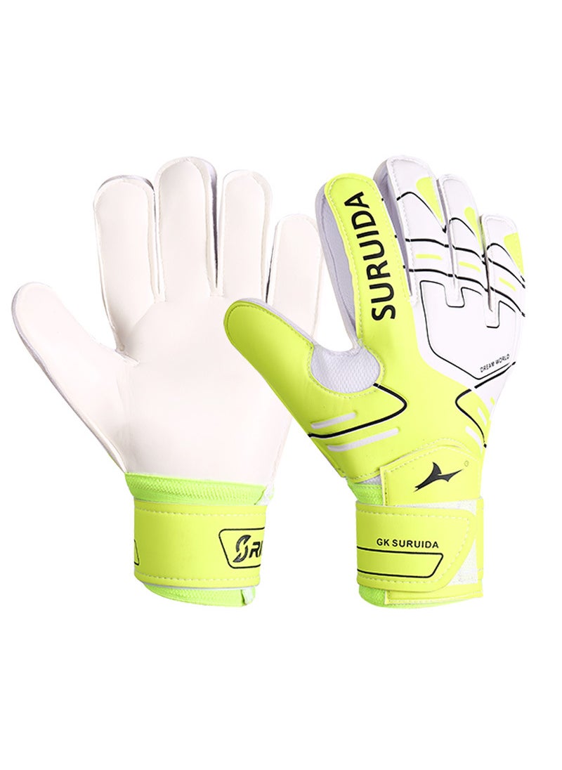 1 x 5 pcs Professional Goalkeeper Gloves with Finger Protection fluorescent green