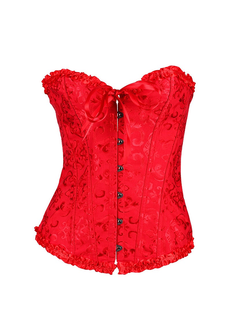 Court Lace Bodysuit Shapewear for Women Red