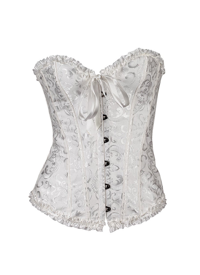 Court Lace Bodysuit Shapewear for Women White