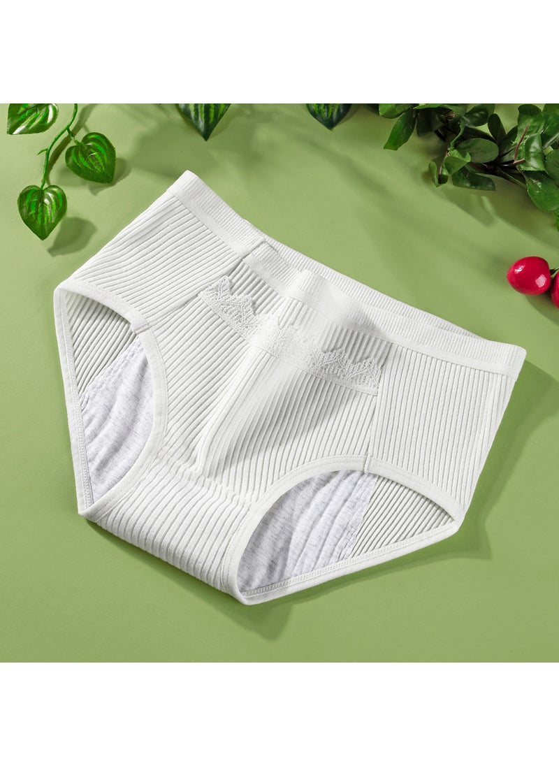 1 x 5 pcs High-Waist Cotton Menstrual Panties with Leakproof Protection White