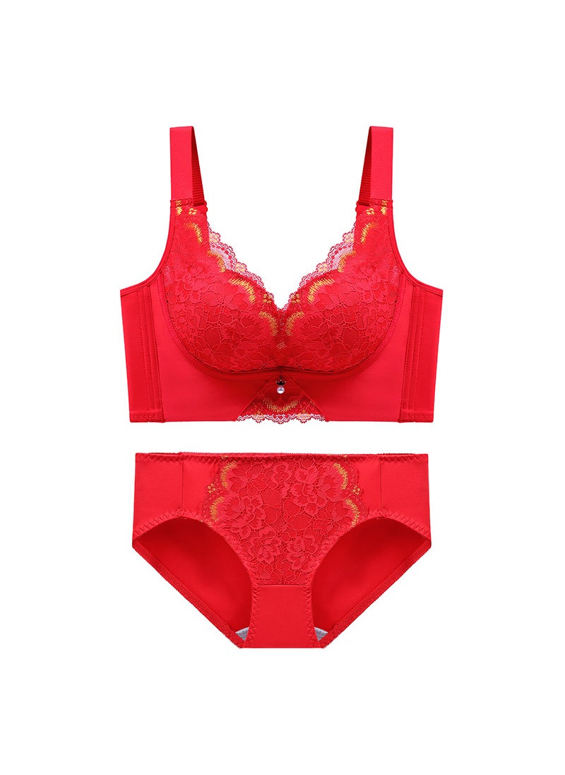 1 x 5 pcs New Red Push-Up Bra Set Comfortable Red [Suit]]