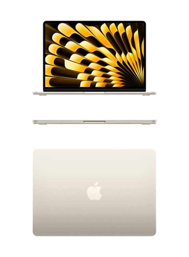 New 2024 MacBook Air MC8J4 13-inch Display, Apple M3 Chip 8-Core CPU 8-Core GPU Processor/16GB RAM/256GB SSD/Intel UHD Graphics English/Arabic Starlight
