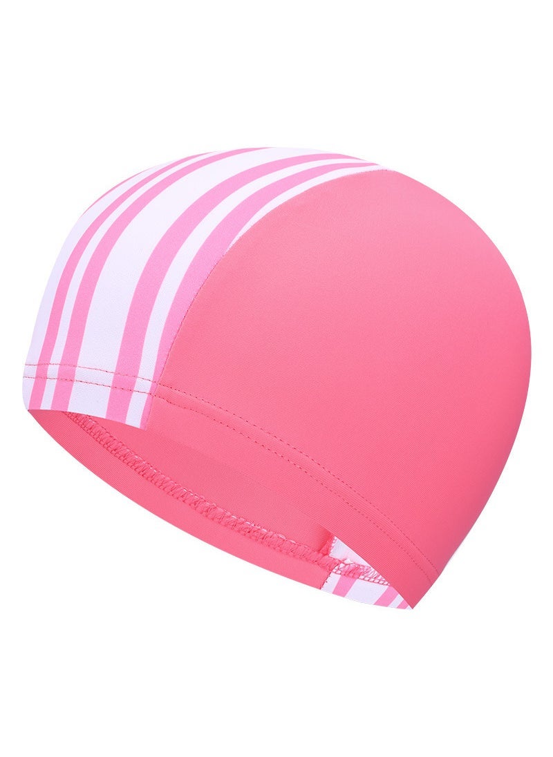 Kids Cartoon Comfort Swim Cap for Girls Pink Stripe