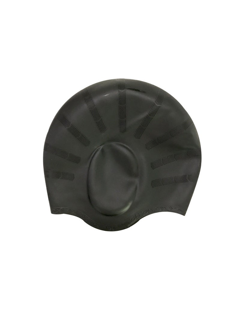 Silicone Swim Cap Ear Protection Unisex Waterproof Black