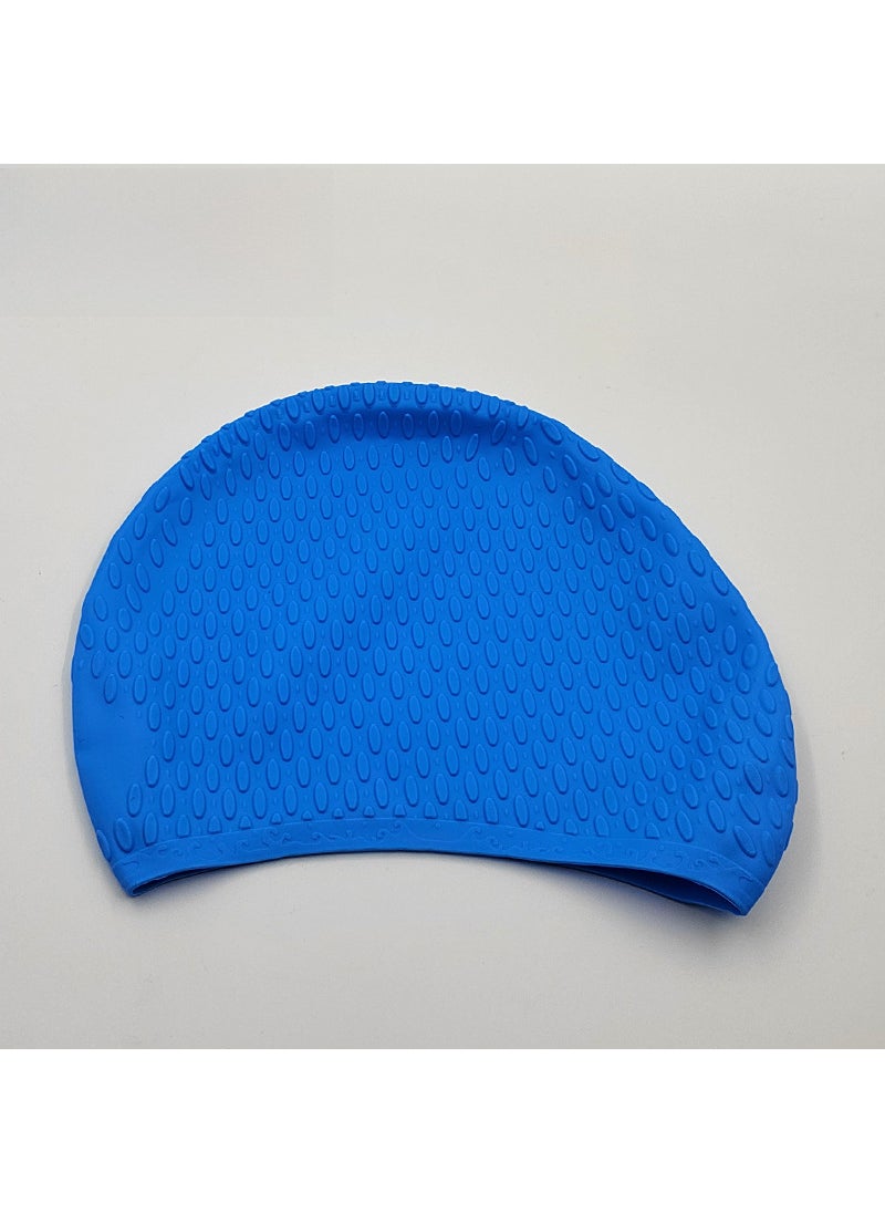 1 x 5 pcs Silicone Swim Cap for Adults Waterdrop Design Waterproof Anti-slip Dark blue water drop cap-gift box