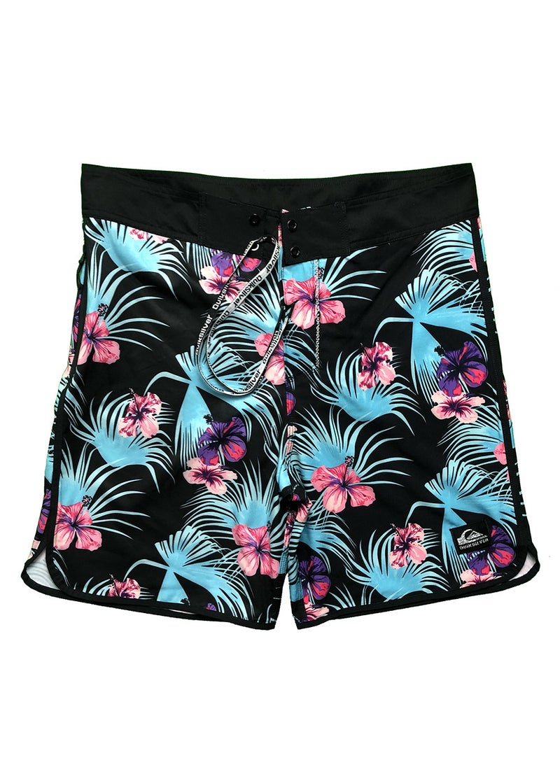 2021 New Mens Quick-Dry Surf Shorts Elastic Beachwear Black