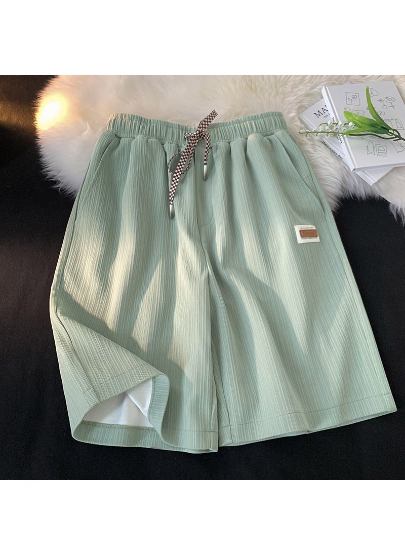 1 x 5 pcs Mens Summer Casual Shorts Solid Color Loose Fit Green