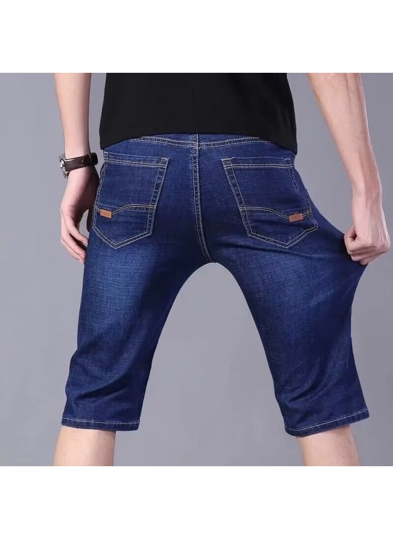 1 x 5 pcs Summer Trendy Harajuku Mens Denim Shorts Dark blue