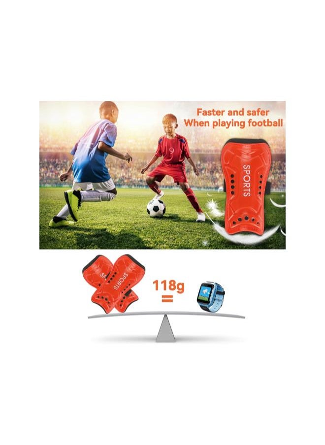 Kids Soccer Shin Guards with Strap, Breathable Lightweight Football Shin Guard Protection Gear for Youth, Boys and Girls