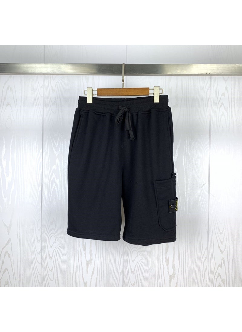 Summer Fashion Mens Solid Pocket Tee  Cotton Shorts 8200 black