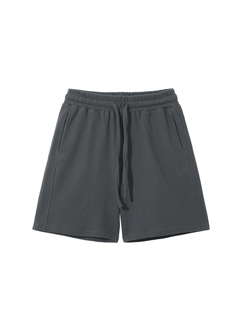 ARTIE Menswear 2024 Spring Summer 330G Breathable Diamond Waffle Casual Drawstring Shorts Dark gray