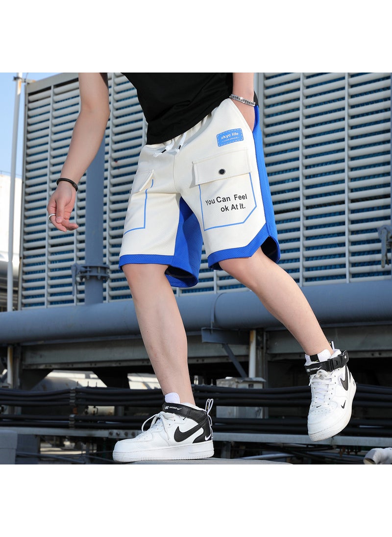 Summer Casual Shorts Men Trendy Brand Loose Fit Korean Style Blue