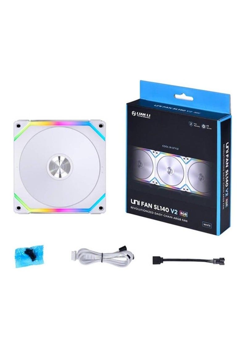 Lian li UNI Fan SL140 V2 ARGB Case Fan , Single Pack, White | UF-SL140V2-1W