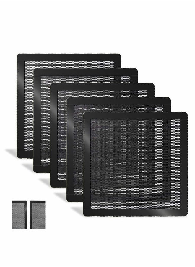 Computer Cooler Fan Dust Filter, Dustproof PVC Cover Mesh Magnetic Frame, Black Radiator Filter 5-pack (120 * 120mm)