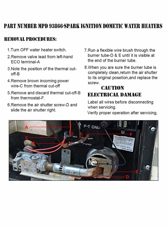 Water Heater Thermal Cutoff Kit for RV, Replacement Part Atwood 93866 Work The Electronic Models # GCH6-4E GCH6-6E G6A-7E G6A-8E GC6AA-9E GCH10A-2E G610-3E GH610-3E XT Series (4)