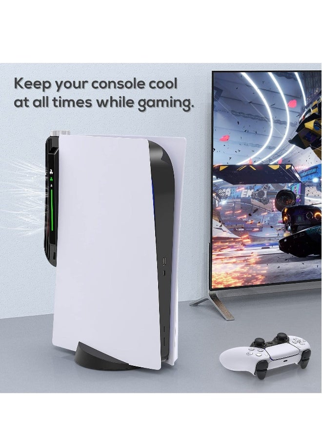 Cooling Fan Accessories for PS5, Centrifugal Three-stop Wind Host Powerful Cooler with Extended USB Port System PS5 CD-ROM and Digital Version (Black)