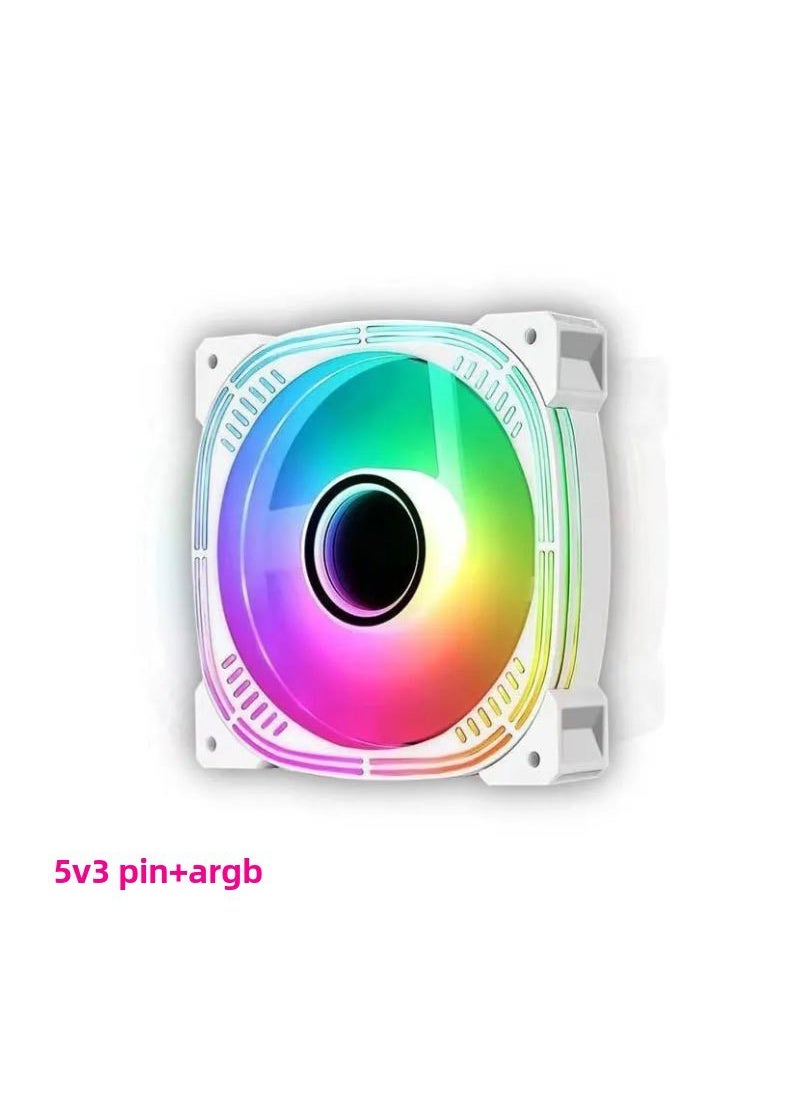 1 x 5 pcs Prism4Pro ARGB Sync 5V3Pin 12CM Case Cooling Fan Prism II White ARGB Reverse Leaf (Work Package)