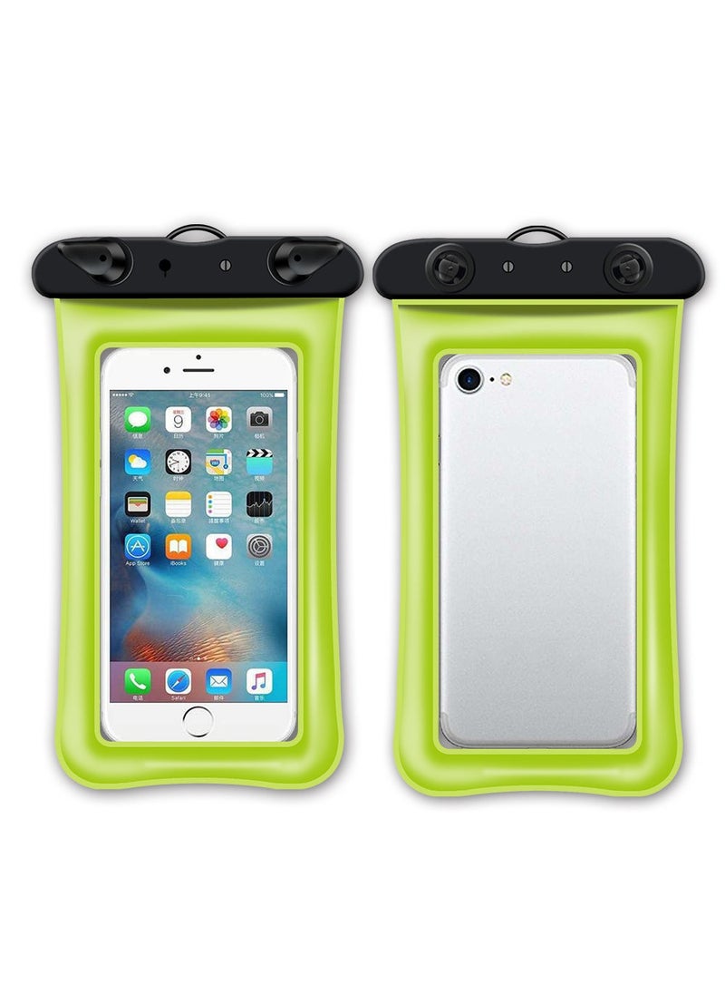 Transparent Large Waterproof Phone Pouch for Swimming fluorescent green