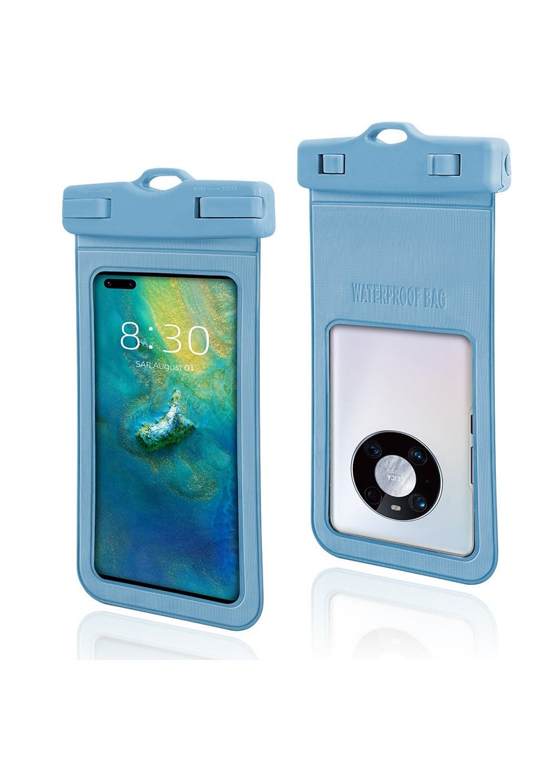 Transparent Large Waterproof Drifting Diving Phone Case Bag Gray Blue