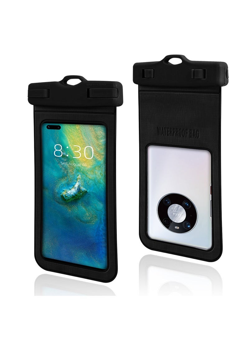 Transparent Large Waterproof Drifting Diving Phone Case Bag Black